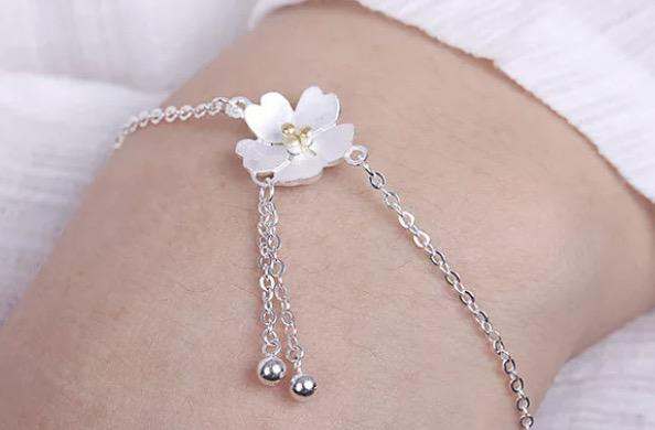 925 Sterling Silver Flower with Beads Bracelet For Teens - Forever Kids Jewelry