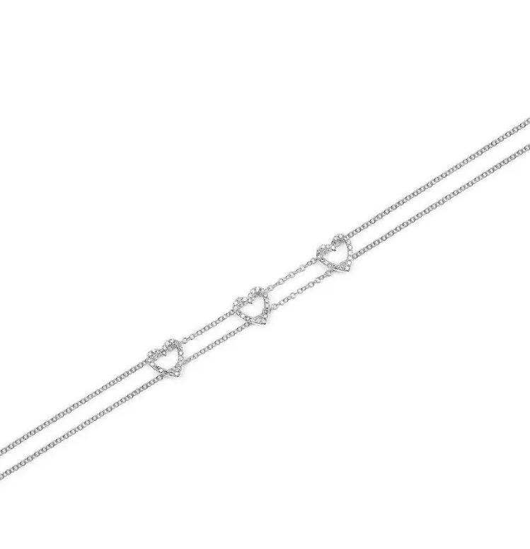 925 Sterling Silver Hearts CZ Stones Bracelet For Teens - Forever Kids Jewelry
