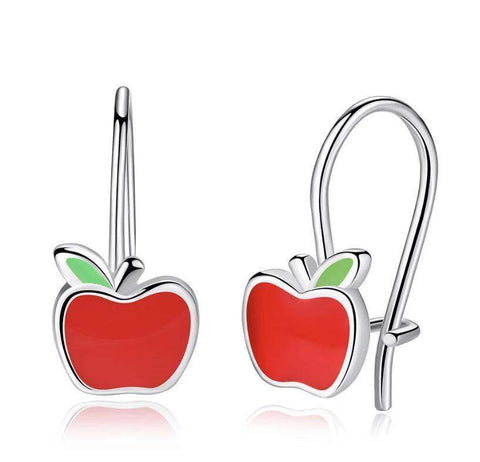 925 Sterling Silver Apple Hoop Earrings For Toddlers, Kids, Teens - Forever Kids Jewelry