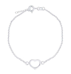 925 Sterling Silver Polished Heart Bracelet for Kids and Teens - Forever Kids Jewelry