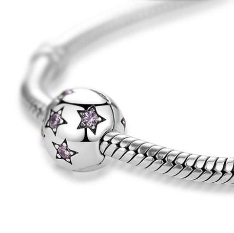 925 Sterling Silver Star Clip Charm Pink CZ Stones - Forever Kids Jewelry