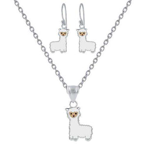 925 Sterling Silver Llama Drop Earrings and Necklace Set For Kids and Teens - Forever Kids Jewelry