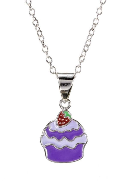 925 Sterling Silver Cupcake Enamel Necklace For Toddlers Kids, Teens - Forever Kids Jewelry