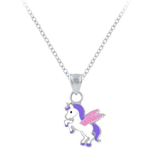 925 Sterling Silver Unicorn Glitter Wings Necklace For Toddlers, Kids, Teens - Forever Kids Jewelry