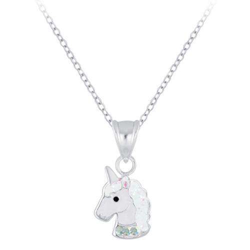 925 Sterling Silver Glitter Hair Enamel Crystal Stones Necklace For Kids, Teens - Forever Kids Jewelry